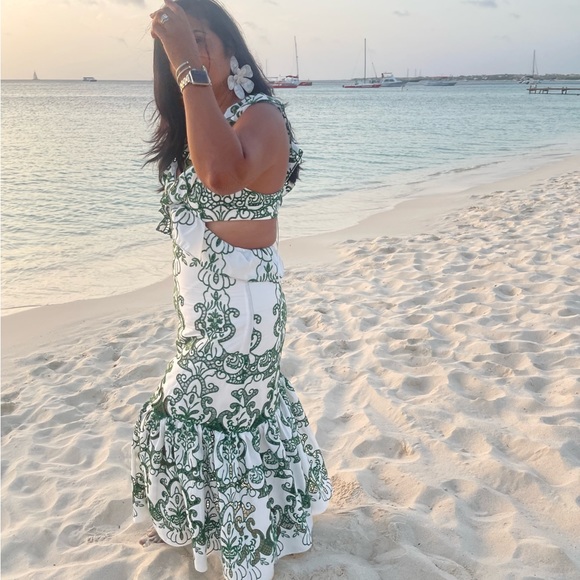 Zara limited edition embroidered green and white dress - Picture 9 of 9